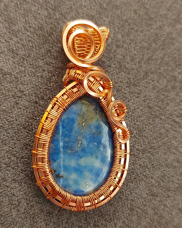 Deep Sky, sodalite pendant in copper wire