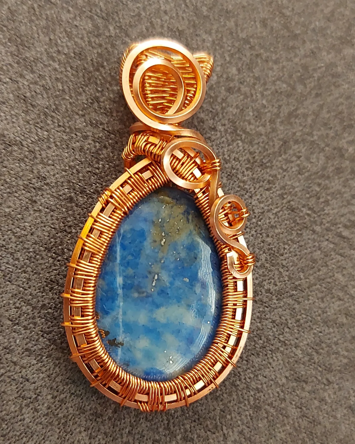 Deep Sky, sodalite pendant in copper wire
