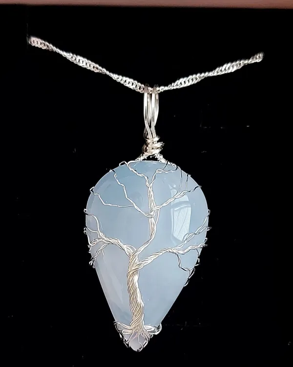Tree of Life · Opalite, opalite pendant in silver-tone wire